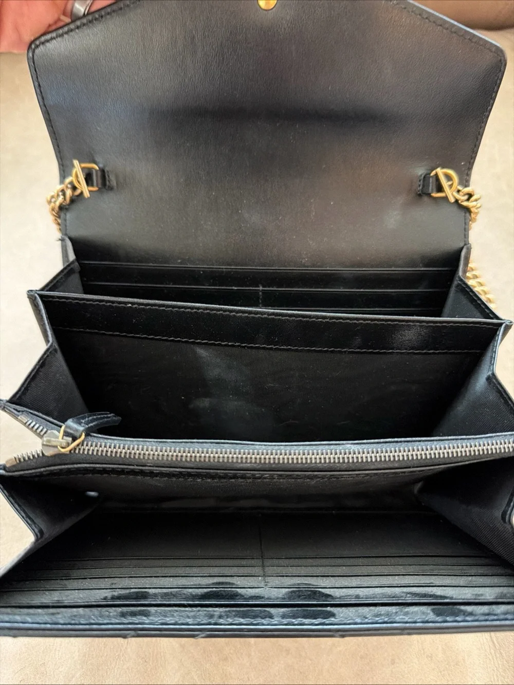 Gucci Black Matelassé GG Chain Crossbody Bag with Gold Hardware